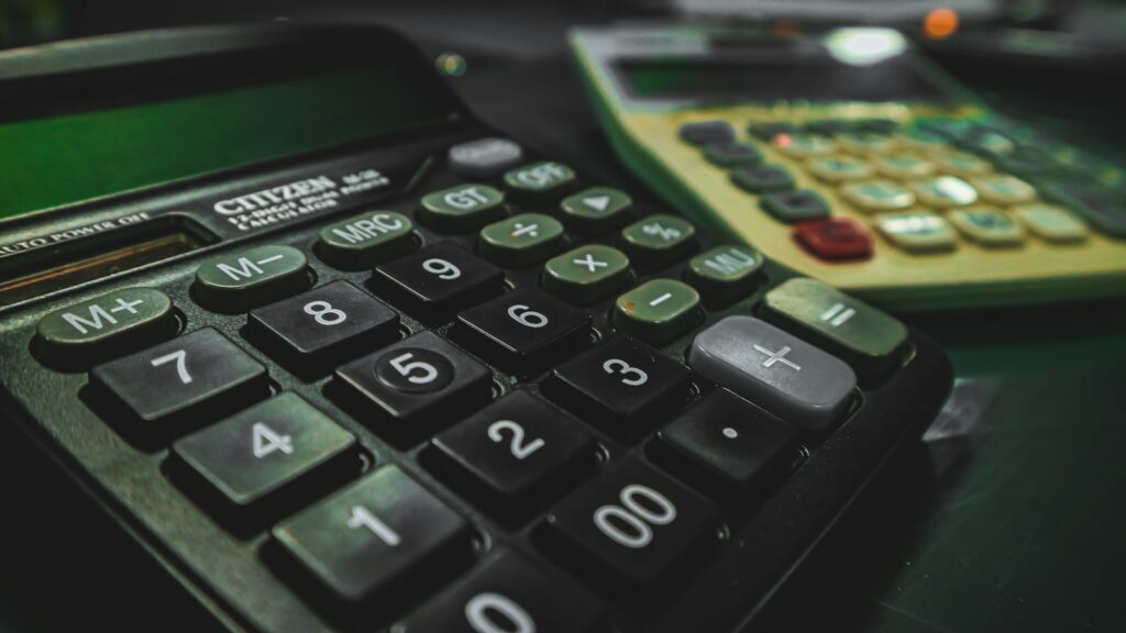 Two calculators on a table