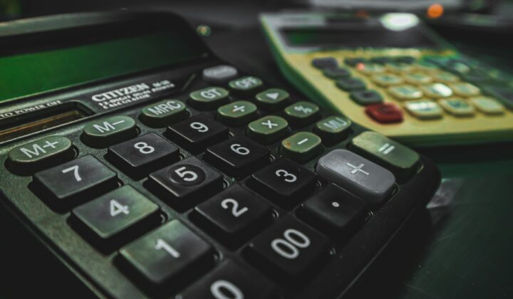 Two calculators on a table